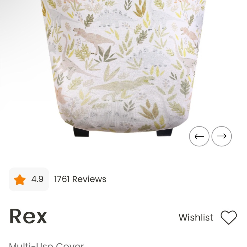 Copper Pearl 5 in 1 car seat and nursing cover, dinosaur print